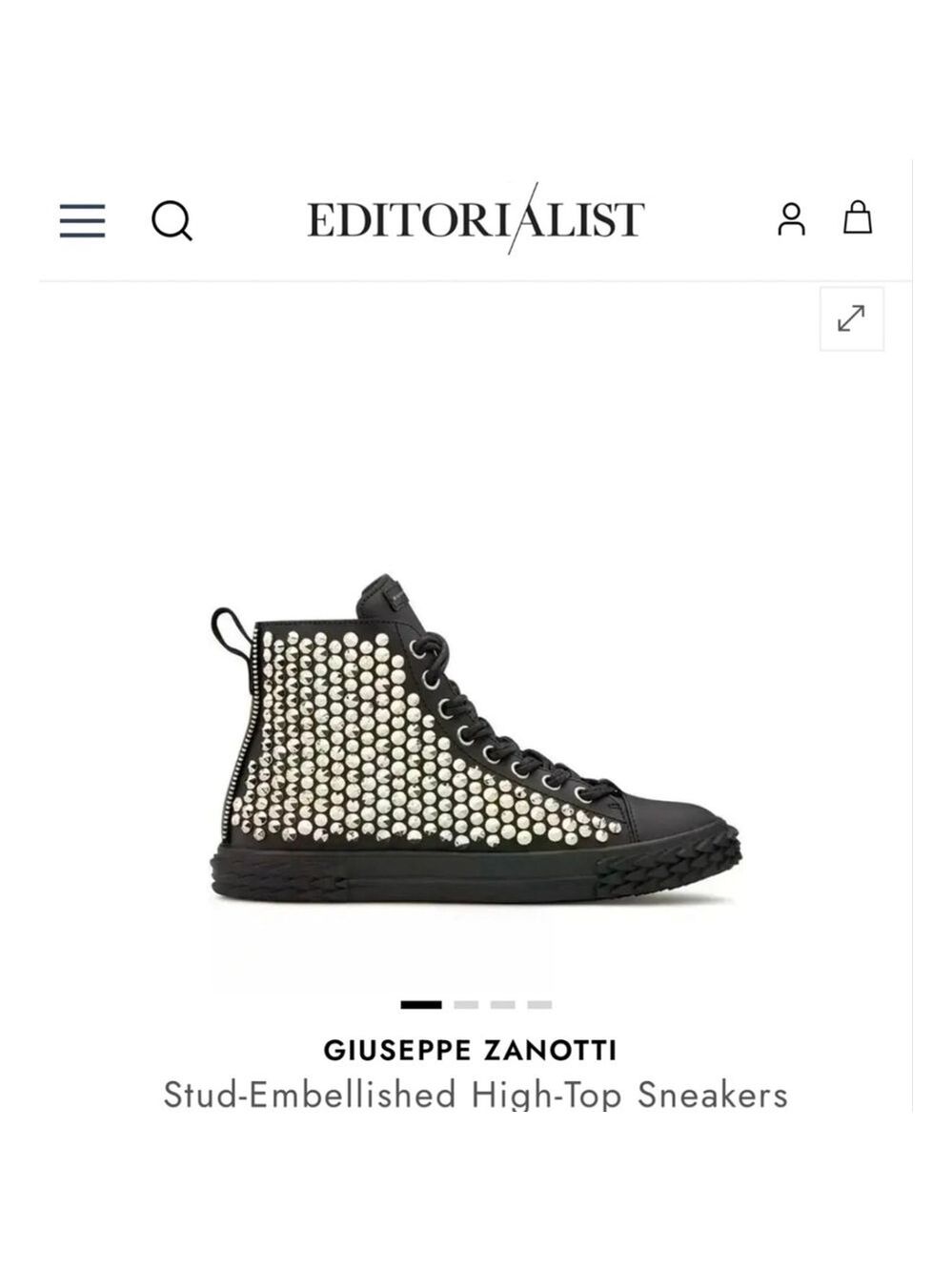New Giuseppe Zanotti Stud-Embellished High-Top Sneakers Black/Silver 40/9.5-10